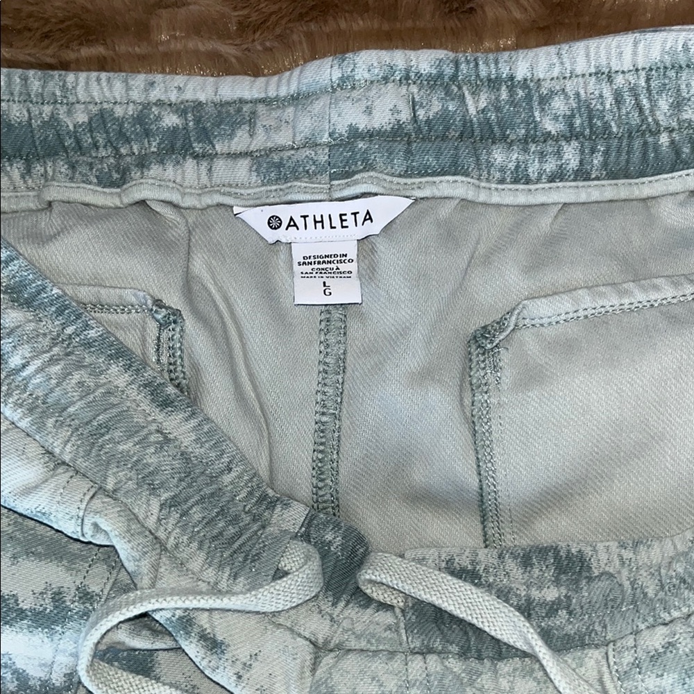 Athleta Blue and Turquoise Track Pants with Drawstring Waist - Picture 2 of 7